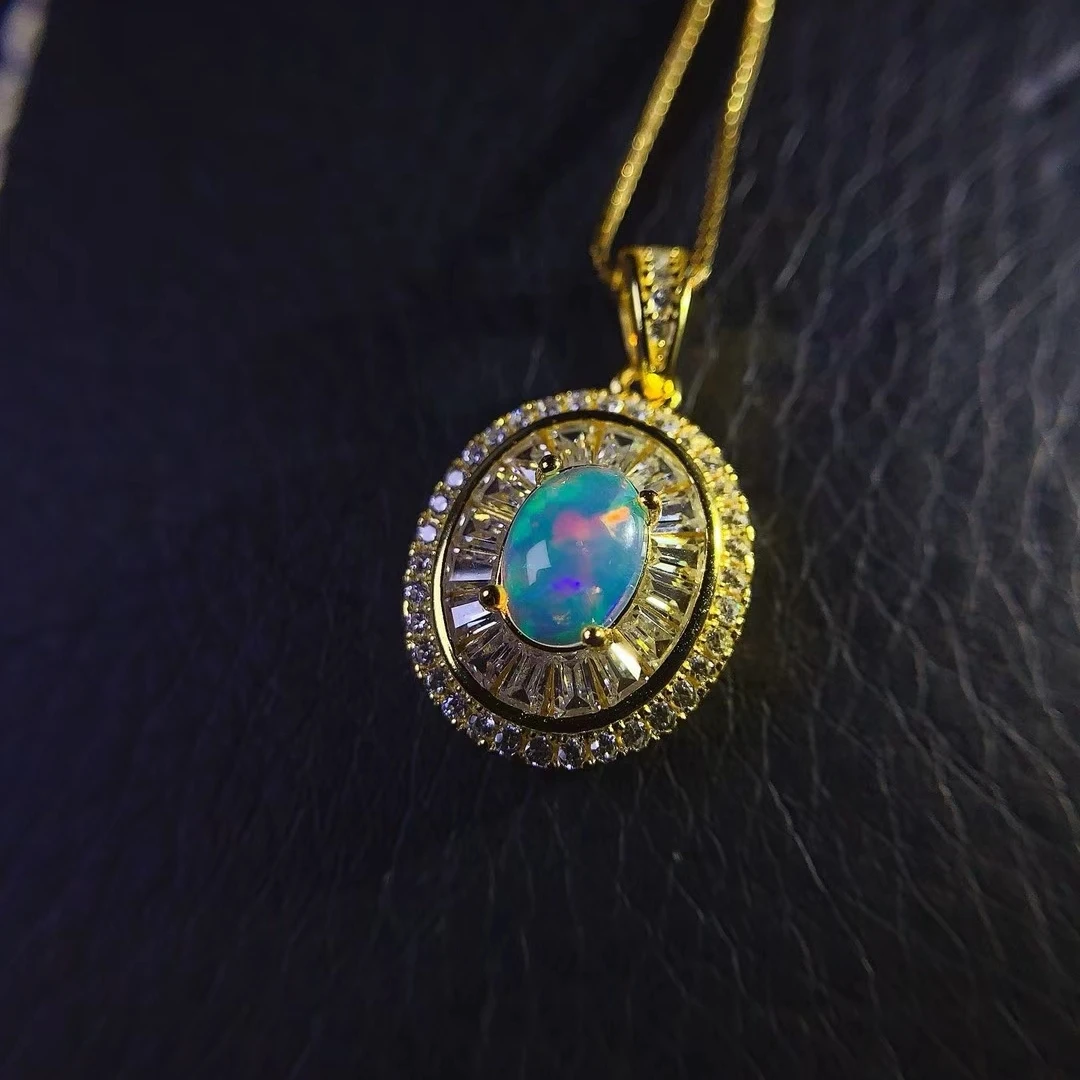 KJJEAXCMY Women's Pendant | Natural Opal with S925 silver , electroplated color retention process, high-clarity support testing