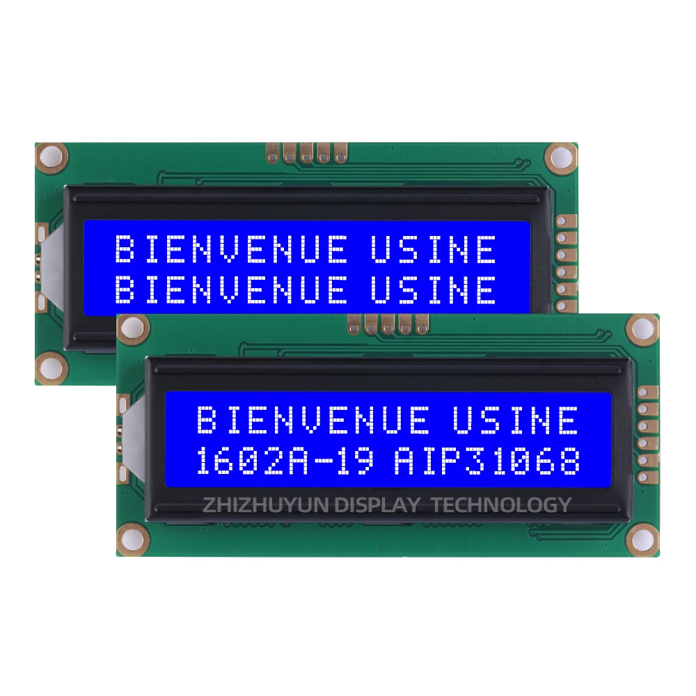 Quality Assurance 1602A-19 LCM LCD Screen Ice Blue Light Black Text European 16*2 LCD Module 16X2