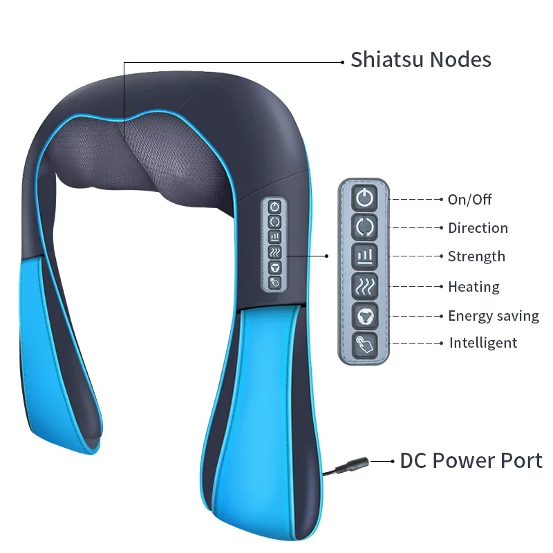 

JinKaiRui Newest Neck Massager 16 Massage Rollers 3D Kneading Massage Heating Direction Adjustable 3 Strength Smart Save Energy