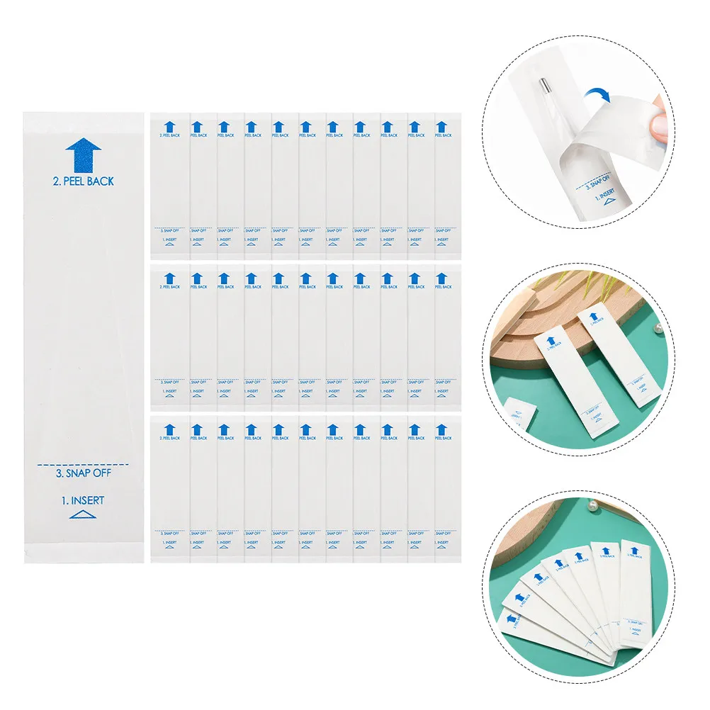 50pcs Thermometer Protective Covers Disposable Pe Paper Material Universal Probe Sleeves For Digital Electronic Thermometer