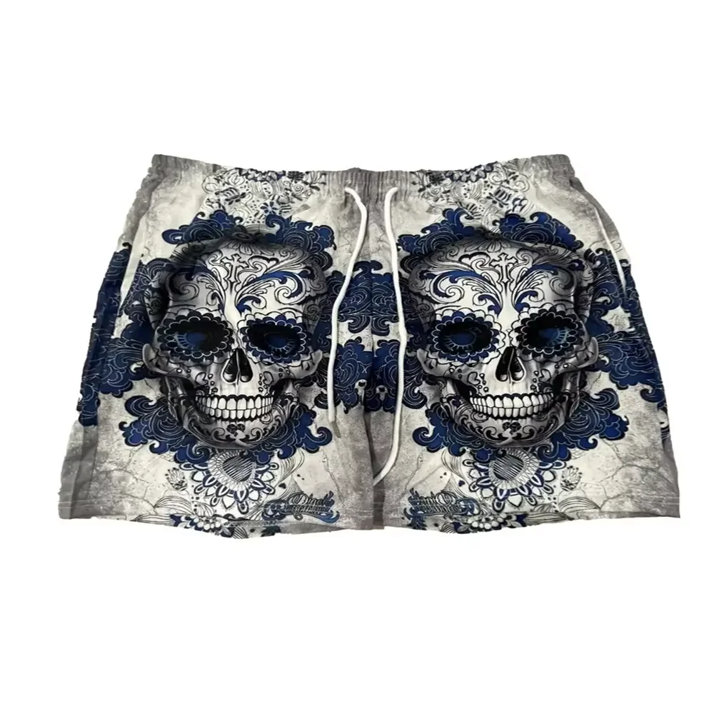 Skull Pattern 3D Print Beach Shorts Men Women Summer Swimming Trunks Oversized Surfing Board Shorts Swimwear Kids Men\'s Clothing