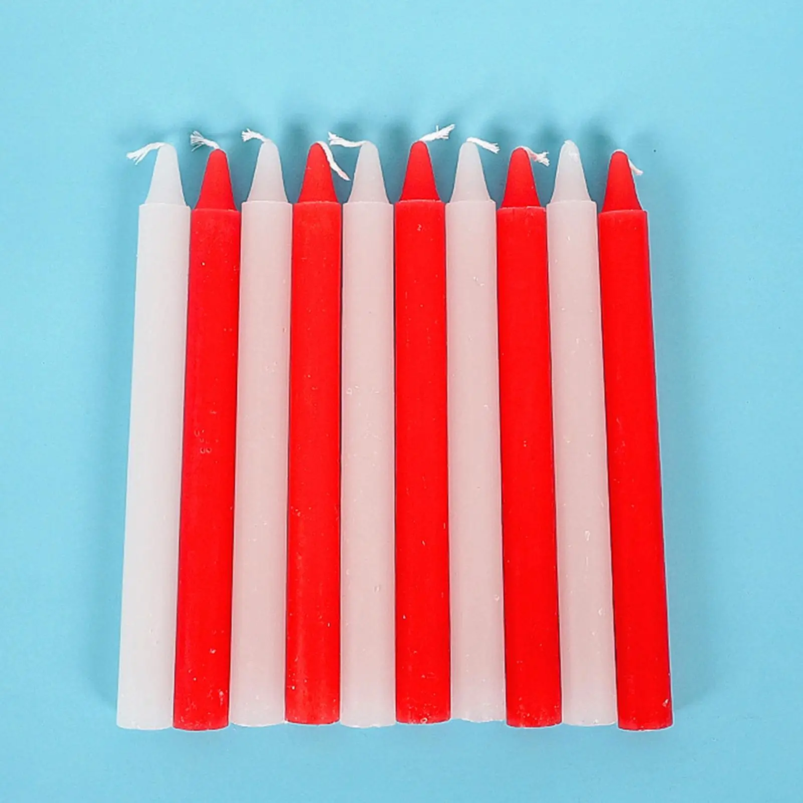 Survival Candles 10X Natural Wax Unscented Candle Red/White Survival Supplies Short Taper Candles for Wedding Blessing Home