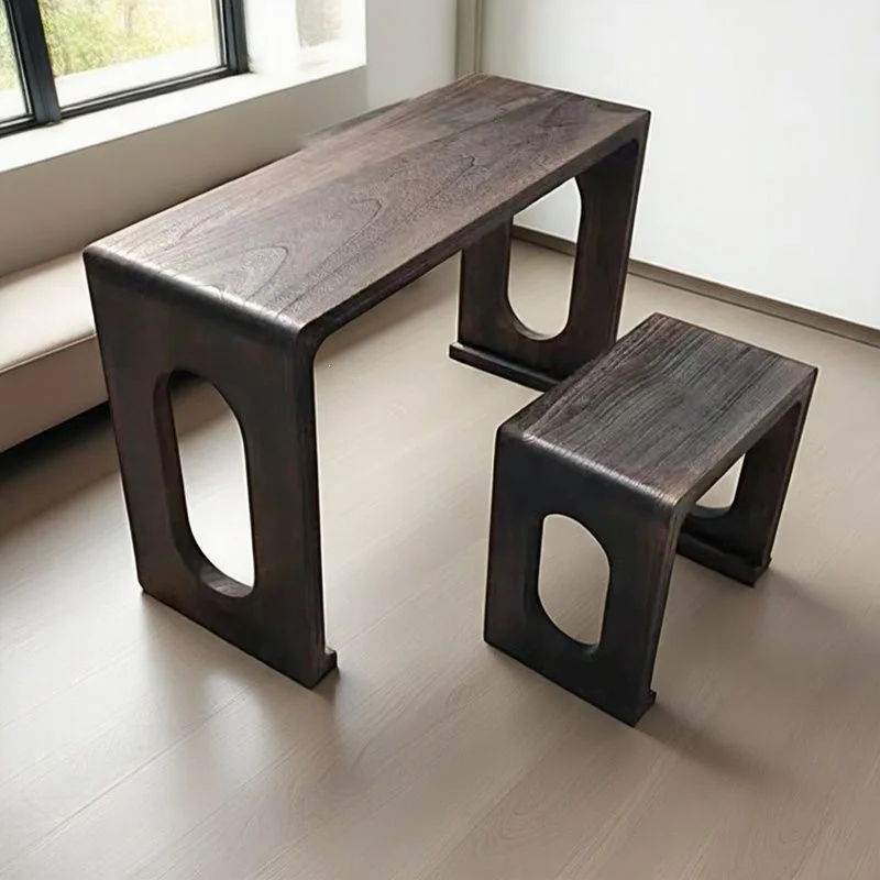 HYS simple old elm calligraphy table stool overall antique resonance solid wood tea table Sinology guzheng table piano