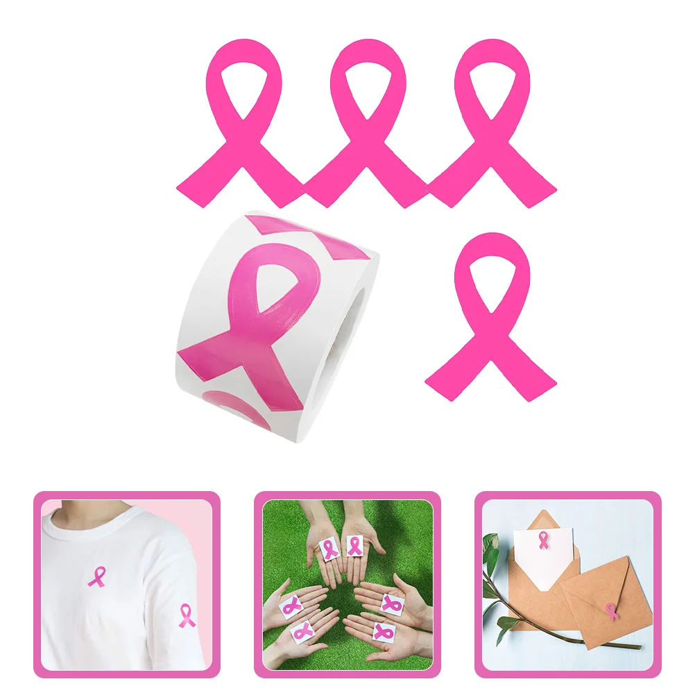 320 Pcs Breast Health Stickers Ribbon Public Welfare Party Supplies Pink Decals Cancer