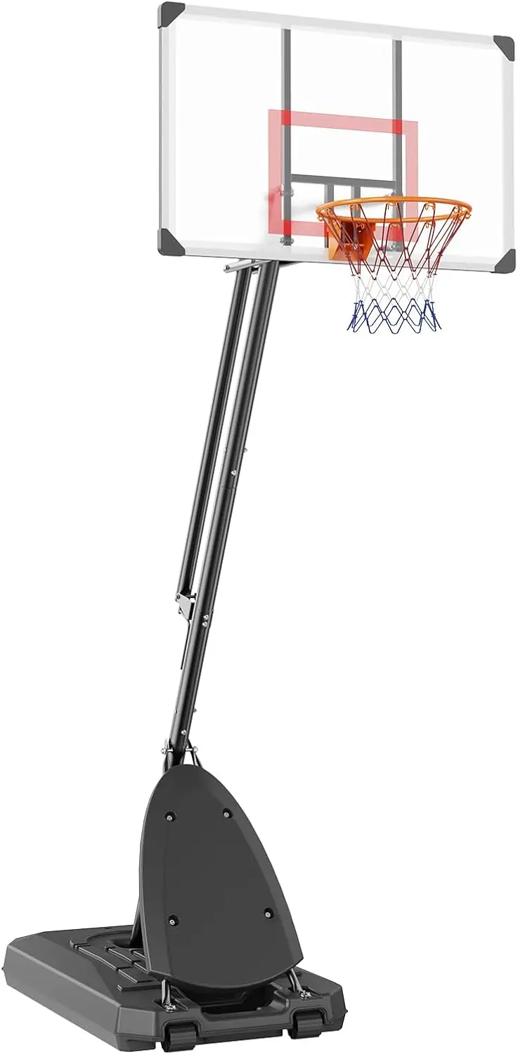 Basketball Hoop, 7.6-10 ft Adjustable Height Portable Backboard System, 50 inch Basketball Hoop & Goal, Kids & Adults Basketball