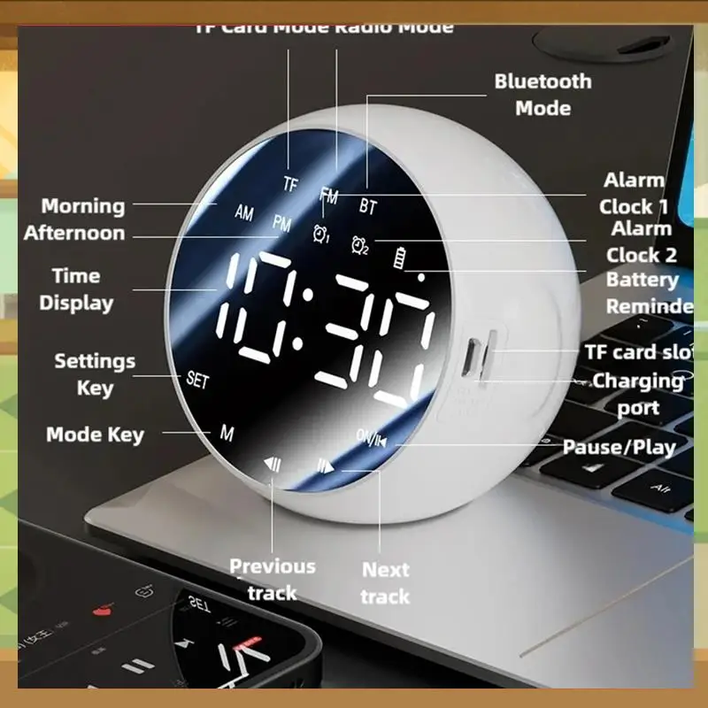 

Multi Functional Intelligent Alarm Clock, Bluetooth Speaker, AI Voice Assistant, High Volume, Timed Alarm-BAAX
