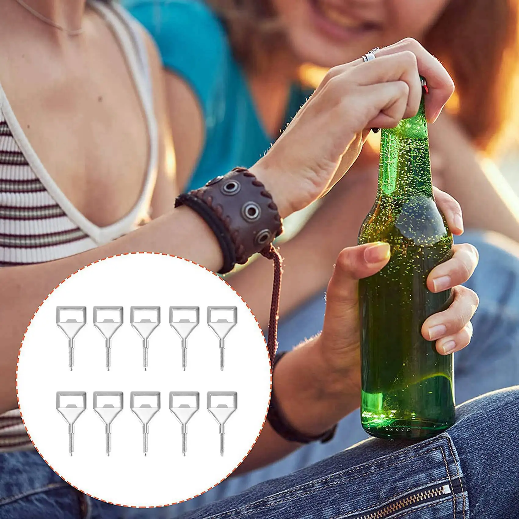 AFOURT-Pack Of 20 Bottle Opener Blanks Metal Thread Beer Opener, Inserts Kits Beer Bottle Opener, Wooden Bottle Cap Opener