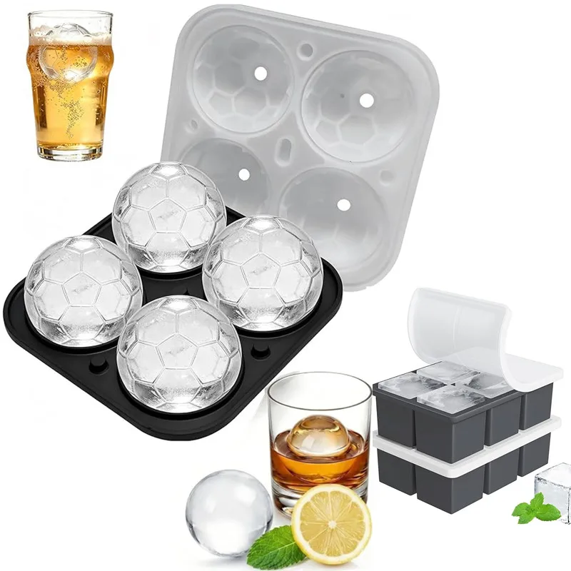 

Round square Football Ice Cube Mold Silicone Football Ice Tray for Whiskey Cocktails,Large Slow Melting Ice Mold for Freezer