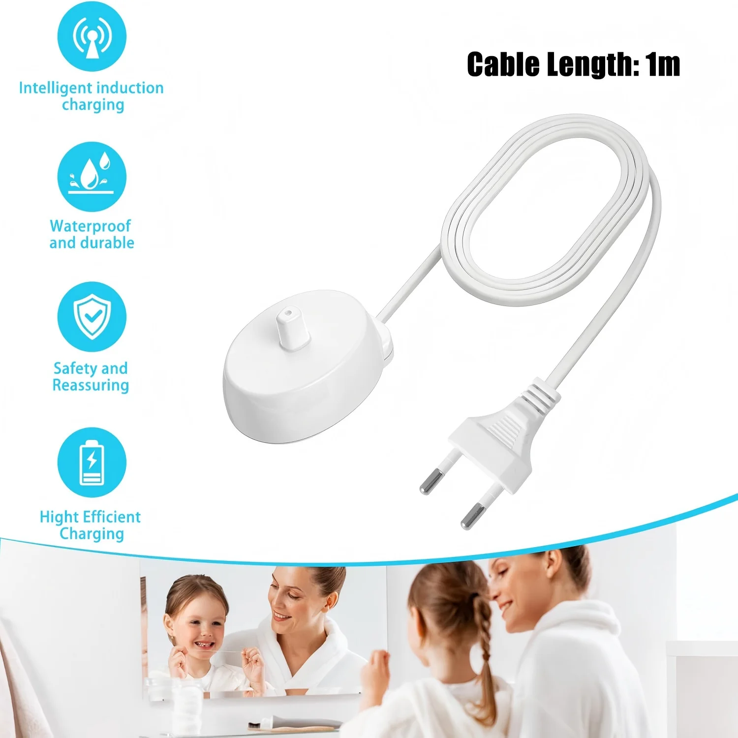 شاحن Brangdy مناسب لفرشاة الأسنان الكهربائية أورال بي سلسلة iO 3 4 5 6 1000/3000/5000/7000/7500 قاعدة شاحن حثي مقاوم للماء #2