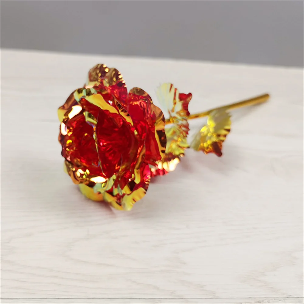 1pcs Artificial Flower Foil Rose Flower Valentine\'S Day Gifts 24k Golden Plated Gold Rose Lasts Forever Love Flower For Wife