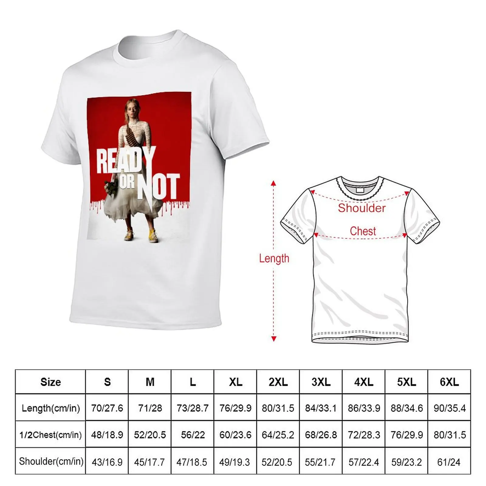 Ready Or Not Movie Posterr T-shirt boys animal print customs kawaii clothes customizeds T-shirt men