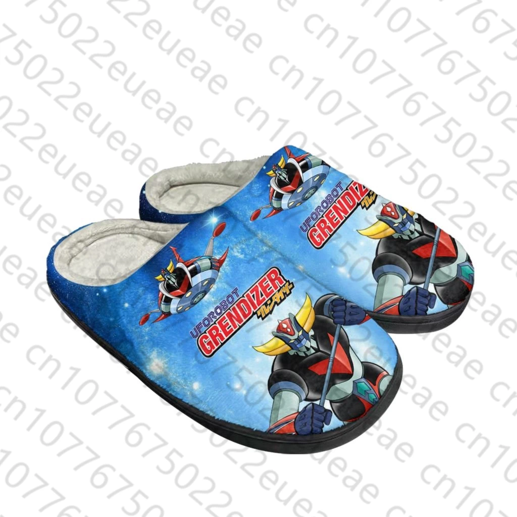 Homens e mulheres dos desenhos animados UFO Robot Grendizer Home Chinelos, sandálias de pelúcia personalizadas, casual manter sapatos quentes, chinelo térmico, algodão, quente