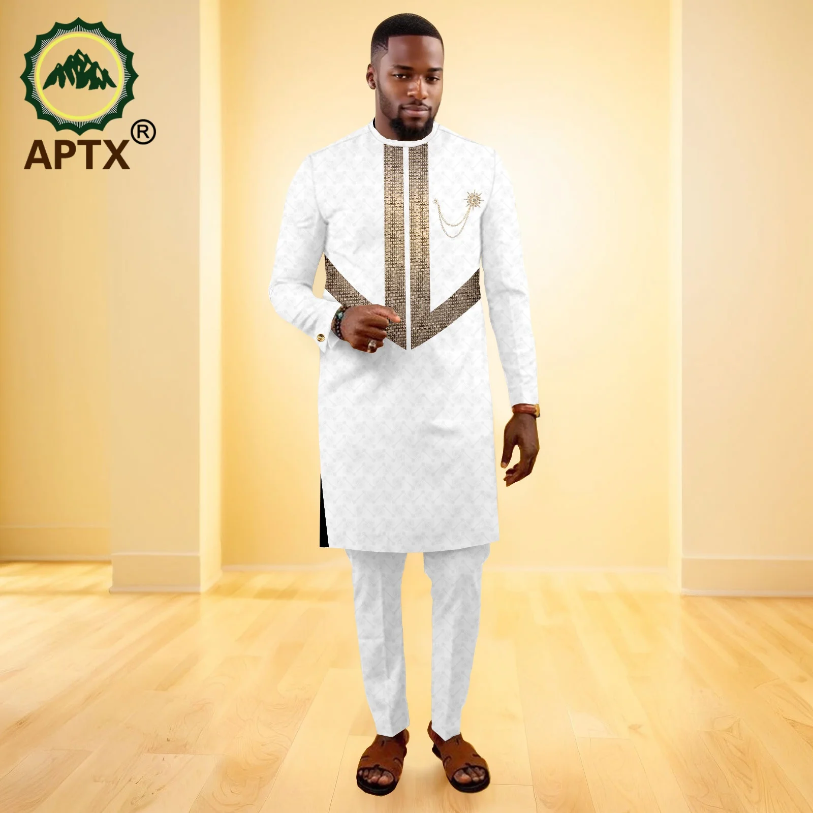 African Men's Suit 2025 New Fashion Robes Traditional Dashiki Blazer 2 Pcs Set Top and Full Length Pants Wedding Clothes 2416044