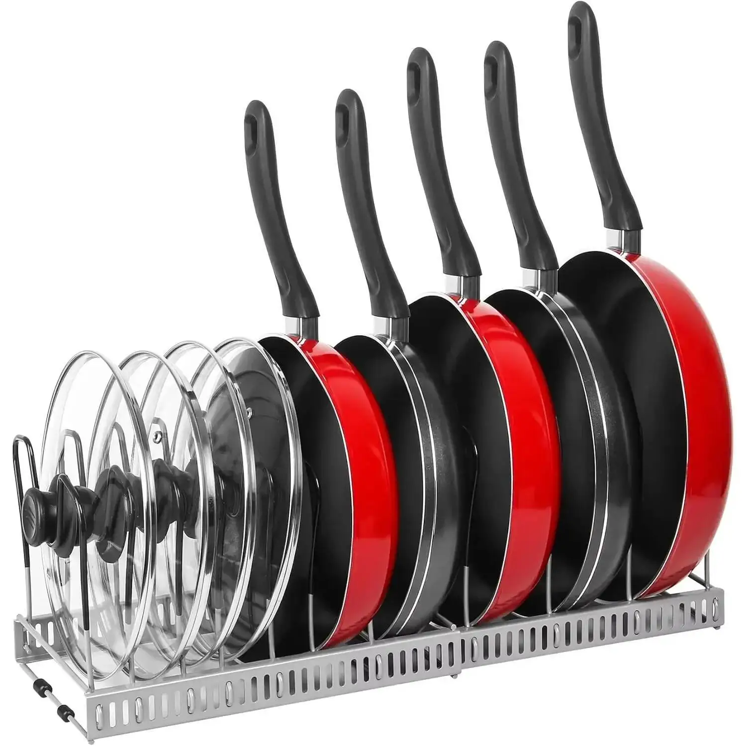 

Expandable Pots Pans Storage Rack Cabinets Pot And Lid Holder With 6 Adjustable Shees For Kitchen Organization Tools