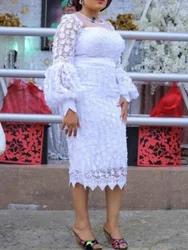African Dresses For Women Long Sleeve Turkey Lace Evening Wedding Party Mid-Calf Length Dress Muslim Africa Clothes 2025 Spring