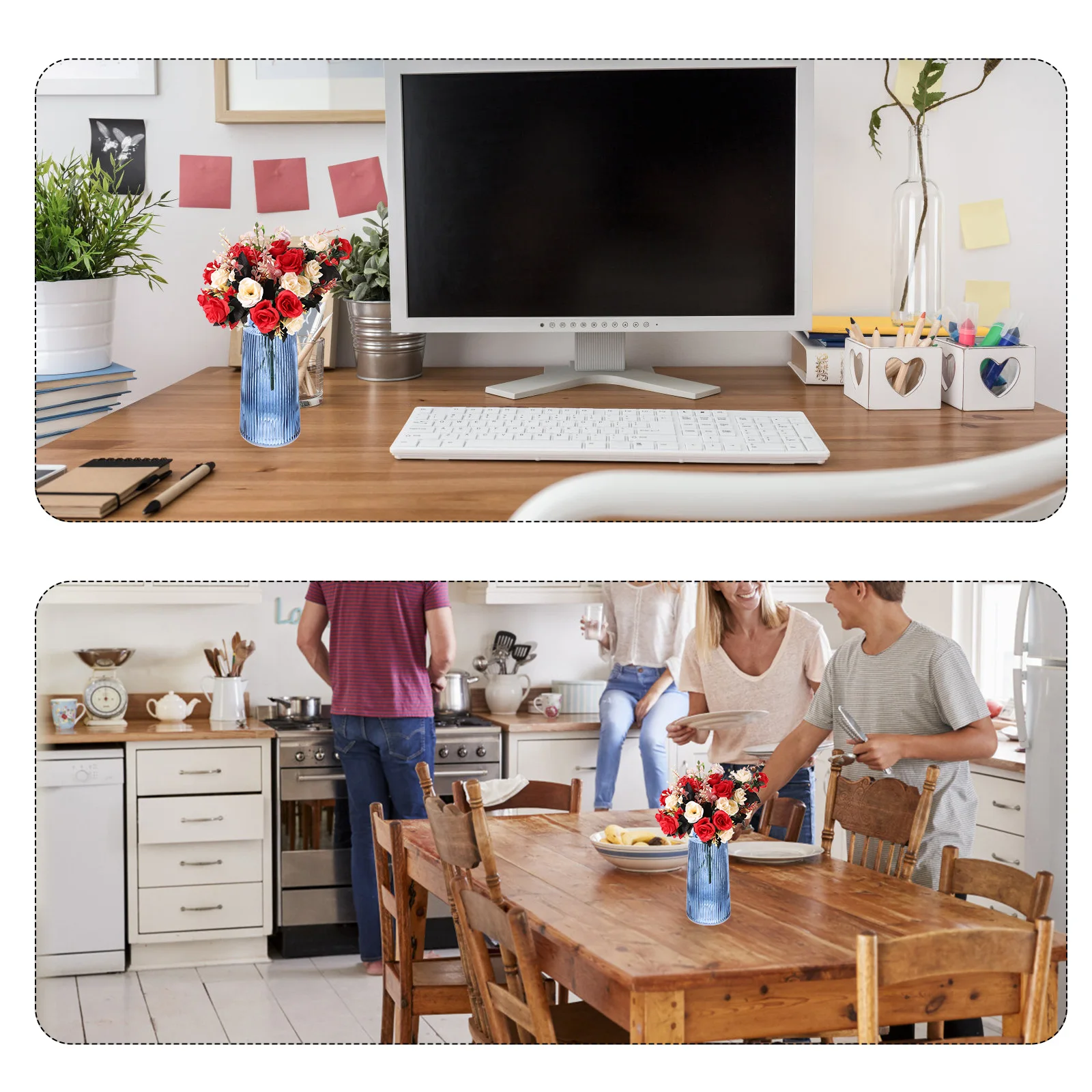 

1Pcs Vintage Vertical Stripe Glass Flower Vase Clear Thick Glass Base Ideal for Flower Arrangement Home Decor Desk