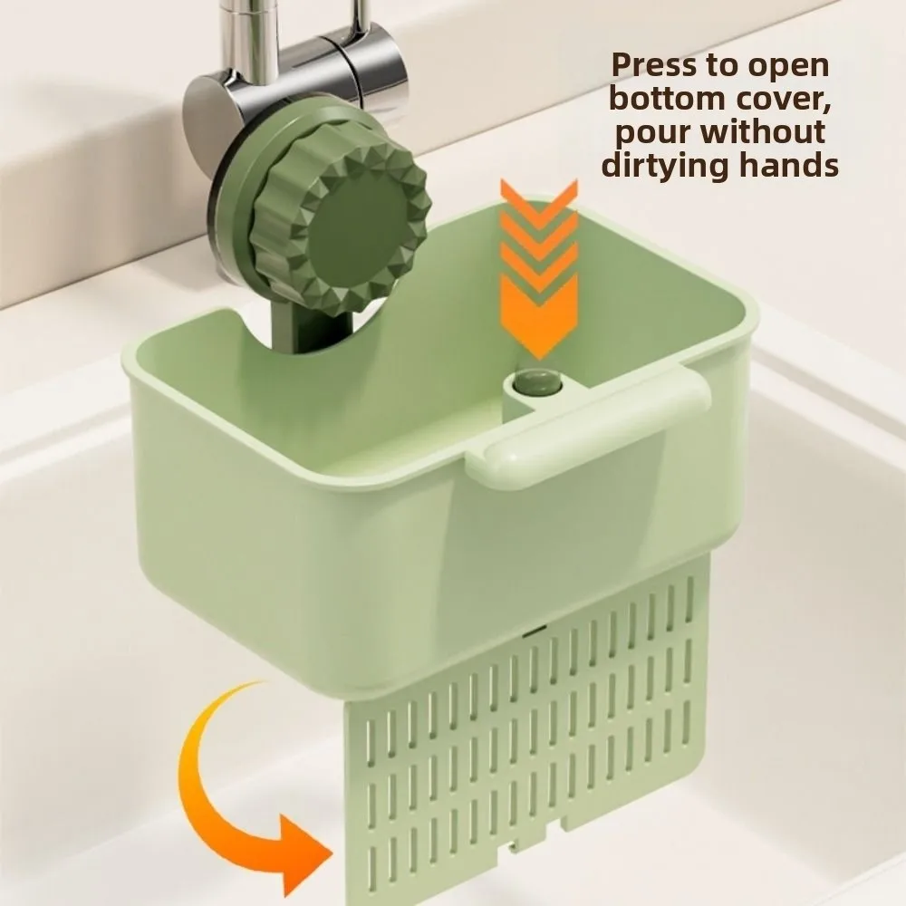 

2Pcs Suction Cup Sink Strainer Basket Creative Punch-free Fruit Washing Filter Rack Openable Bottom Cover Multifunctional