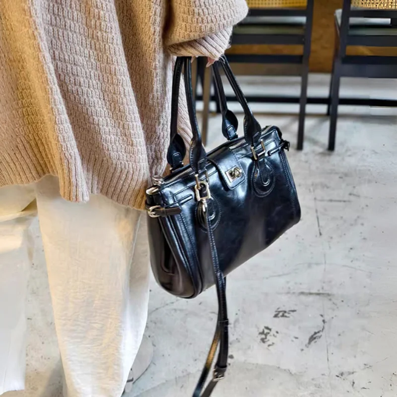 

Роскошная сумка через плечо с пряжкой на ремне с замком, большой вместительный рабочий портфель, модная классическая универсальная сумка на молнии, горизонтальная квадратная сумка