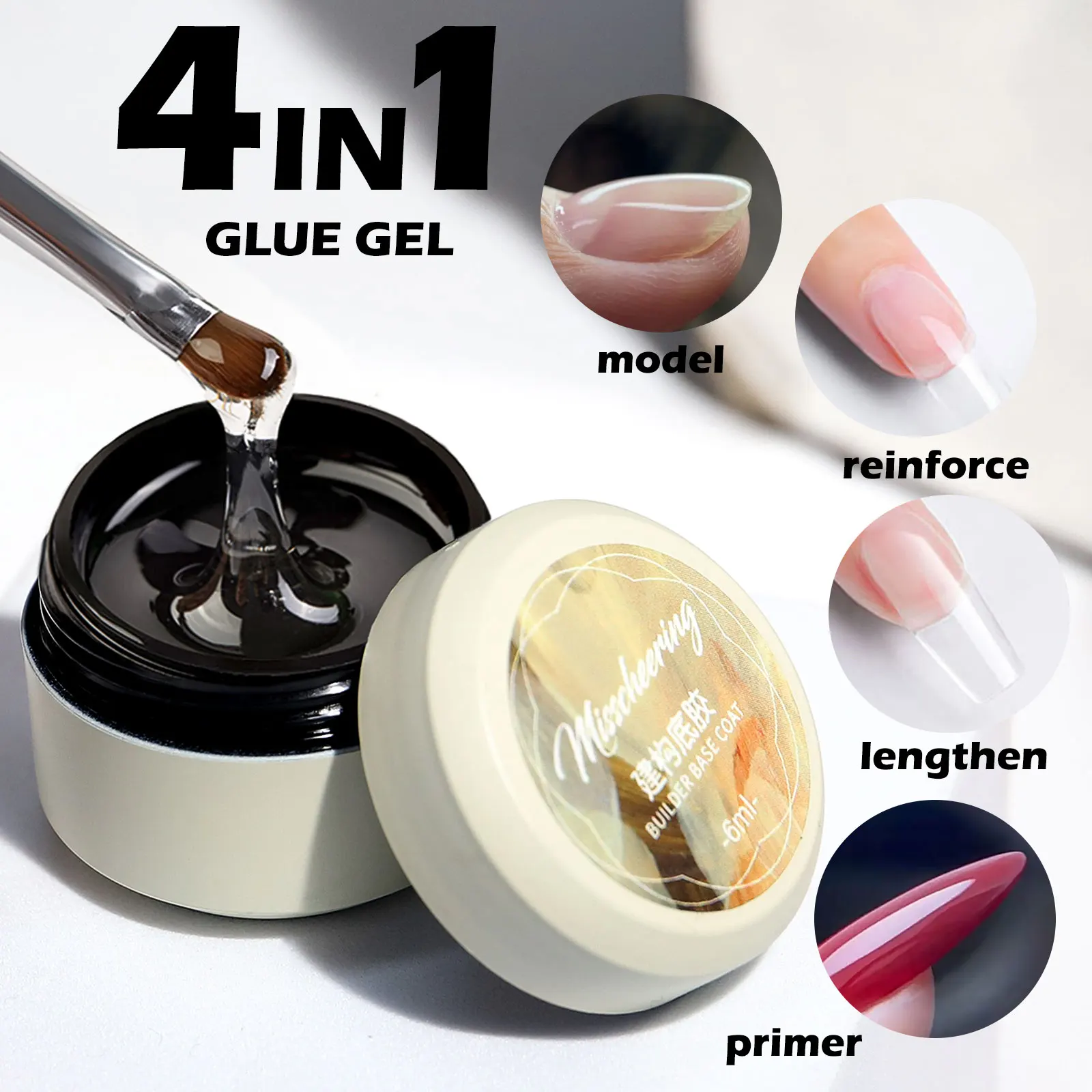 

1Box 6ml Multifunctional Construction Primer Nail UV Gel Base Coat Extending Nails Art Firming Leveling Effect for Manicure Tool