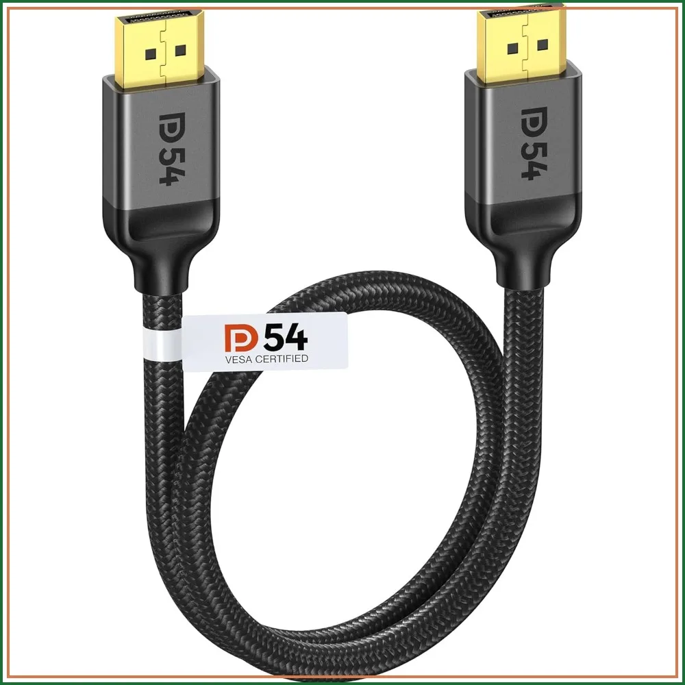 

Short 54Gbps DP 2.1 Cable 1.5FT VESA Certified, 16K@30Hz 8K@120Hz 4K@240Hz, HDR, DSC 1.2a, Compatible FreeSync G-Sync