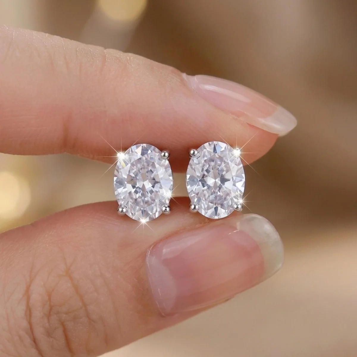 Minimalistische ovale Ohrstecker mit eingelegtem kubischem Zirkon für Damen und Herren, elegante geometrische Ohrringe, für den Alltag, Party, Hochzeit, Modeschmuck – Detail 15