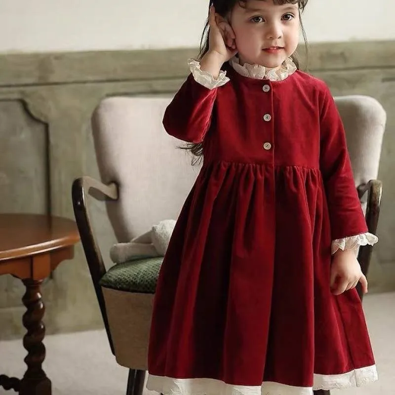 Baby Girl Princess Velvet Lace Dress Long Sleeve Infant Toddler Child Vestido Party Birthday Xmas New Year Baby Clothes 1-12Y