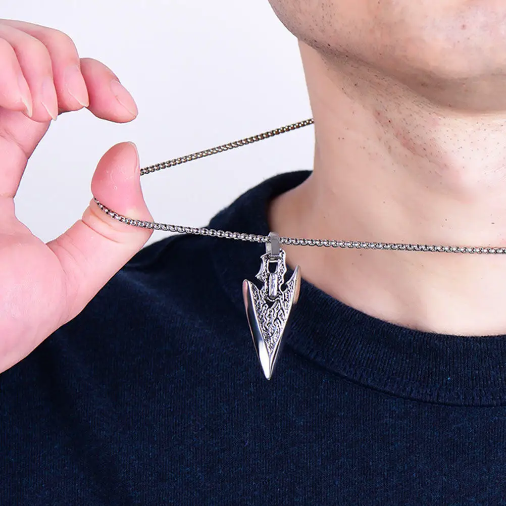 1Pcs Titanium Steel Male Necklace Sword Pendant Creative Design Punk Style Chain Choker Fashion Decoration Sword Shaped Pendant