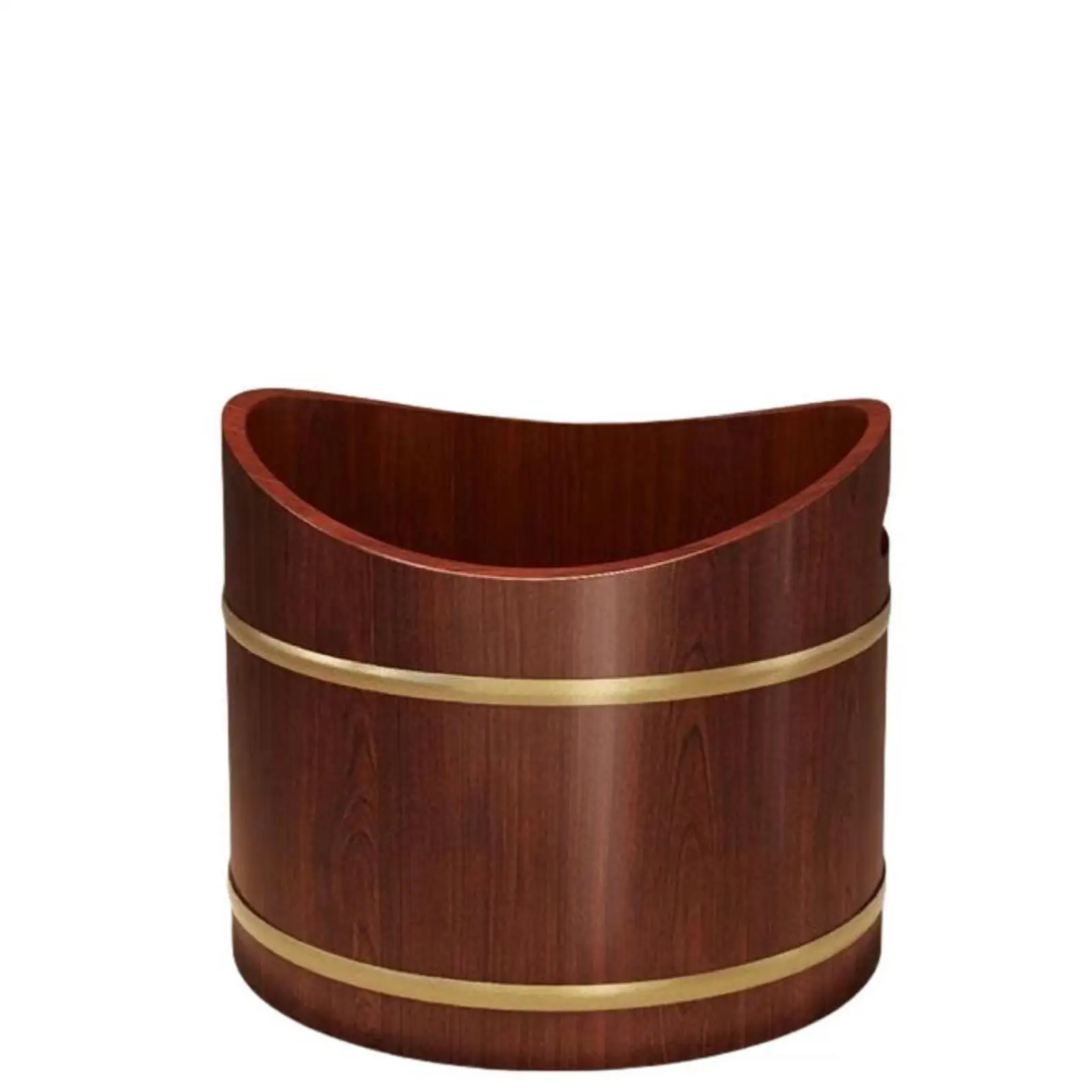 Wooden Foot-Soaking Tub Wood-Grain Finish Wooden Foot Soak Basin with Side Handles Sturdy Non-Foldable for Adults