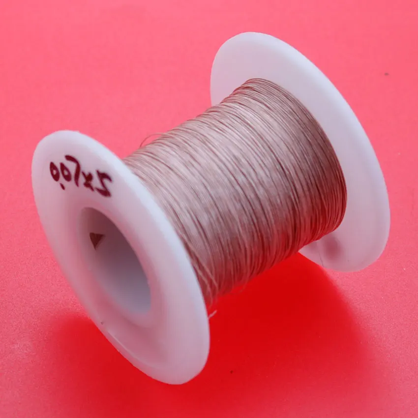 0.07x5/7/10/14/21/28/36/50/60/80/100/119/147/270 Strand Litz Yarn Wrapped Wire Multi Stranded Polyester Silk Wrapped Copper Wire