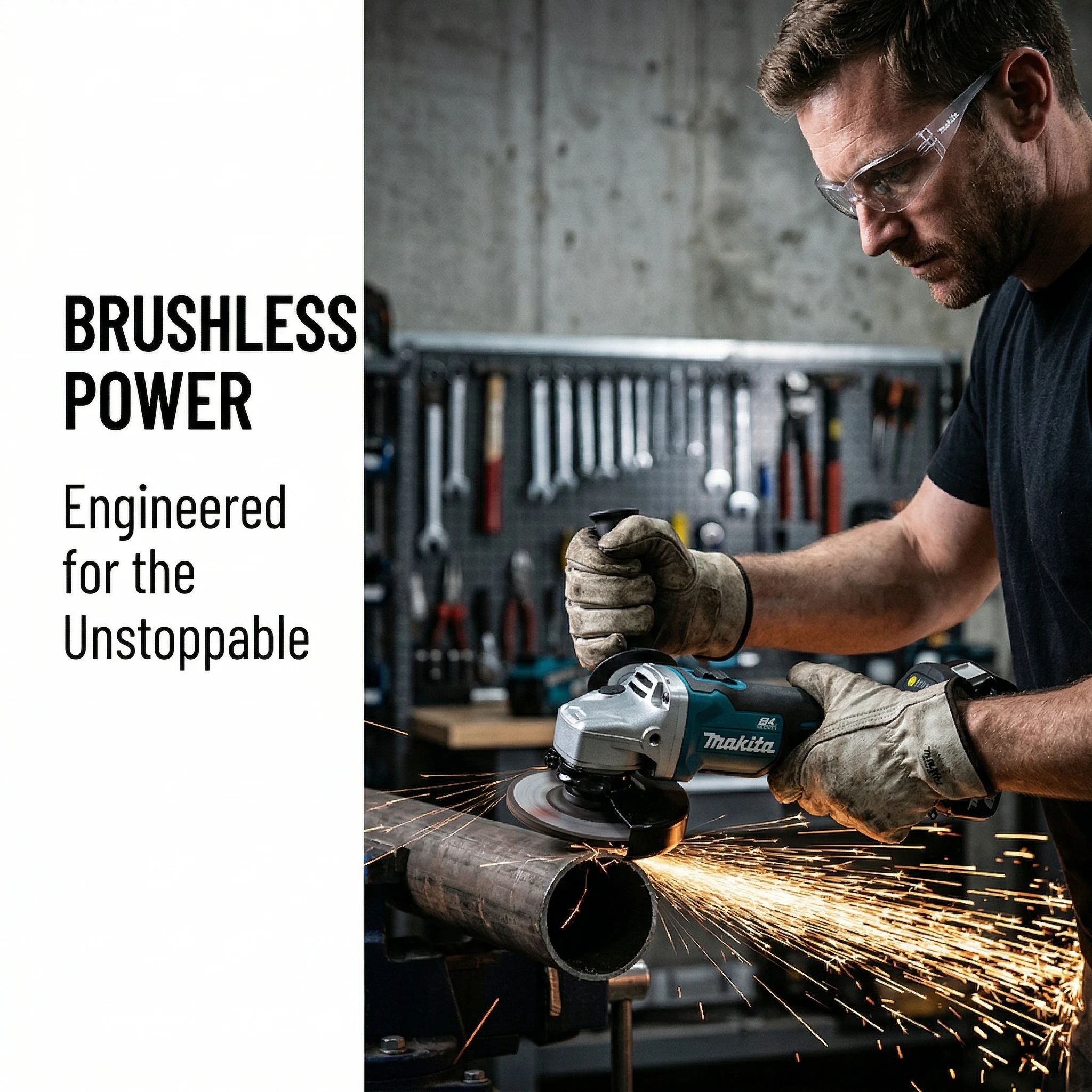 MAKITA DGA404 18V Cordless Angle Grinder 100mm Cutting Wheel 8500RPM Brushless Motor for Tile Pipe Metal Grinding