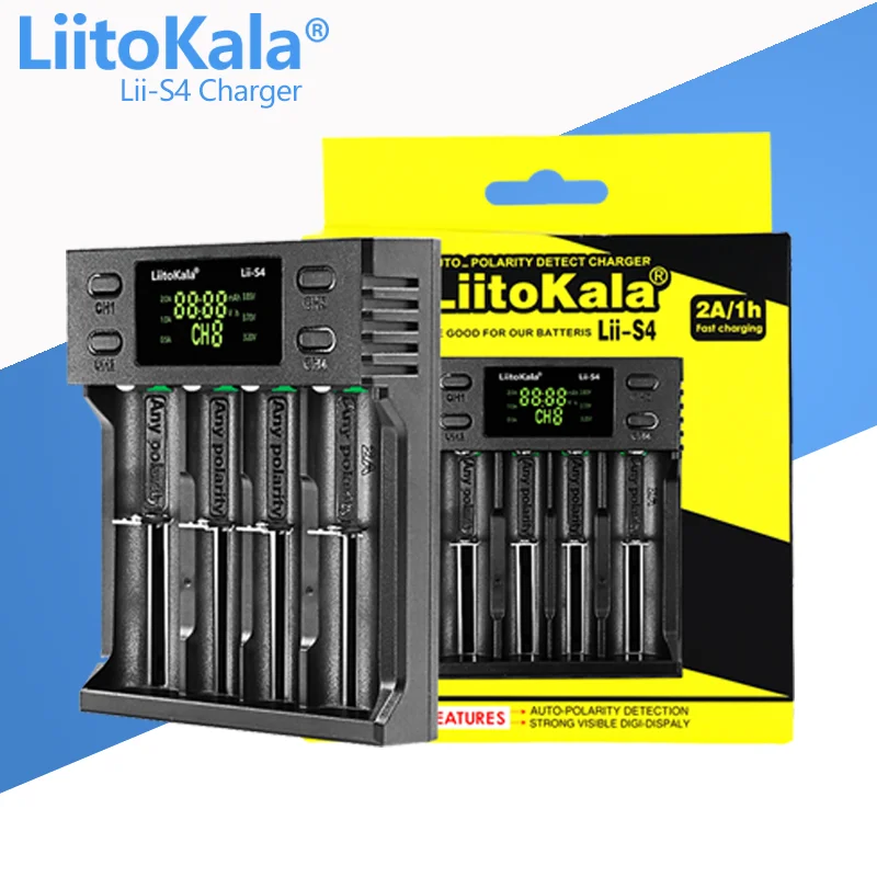 LiitoKala Lii-100 lii-202 Lii-402 Lii-S2 S4 C2 D4 18650 バッテリー充電器 26650 16340 14500 LiFePO4 1.2V ニッケル水素ニカドスマート
