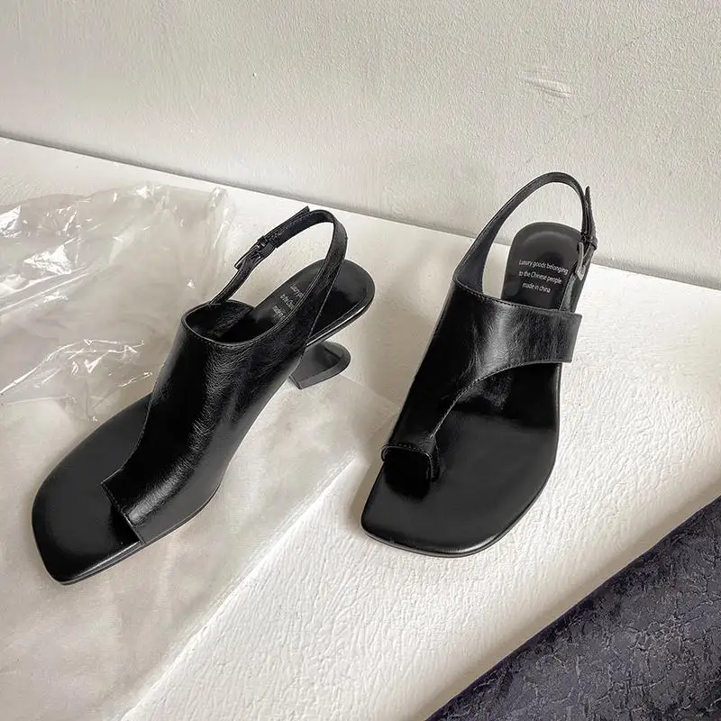 Krazing Pot Cow Skin Peep Toe Strange Style High Heels Preppy Style Summer Shoes Beauty Office Lady Dating Concise Women Sandals