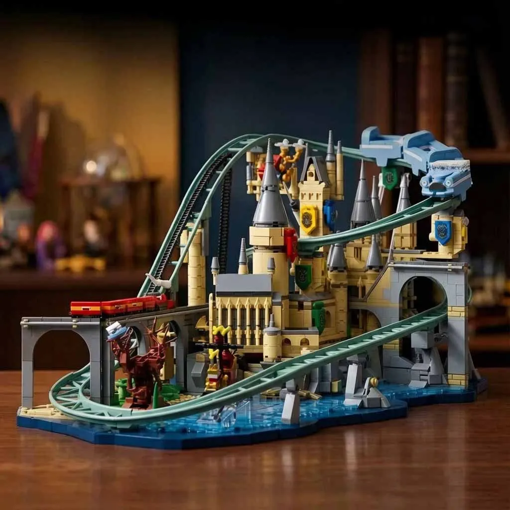 Magic Castle Roller Coaster Building Blocks, Wizard School Track Building Blocks Set Collectible Display Gift for Adult 2094Pcs