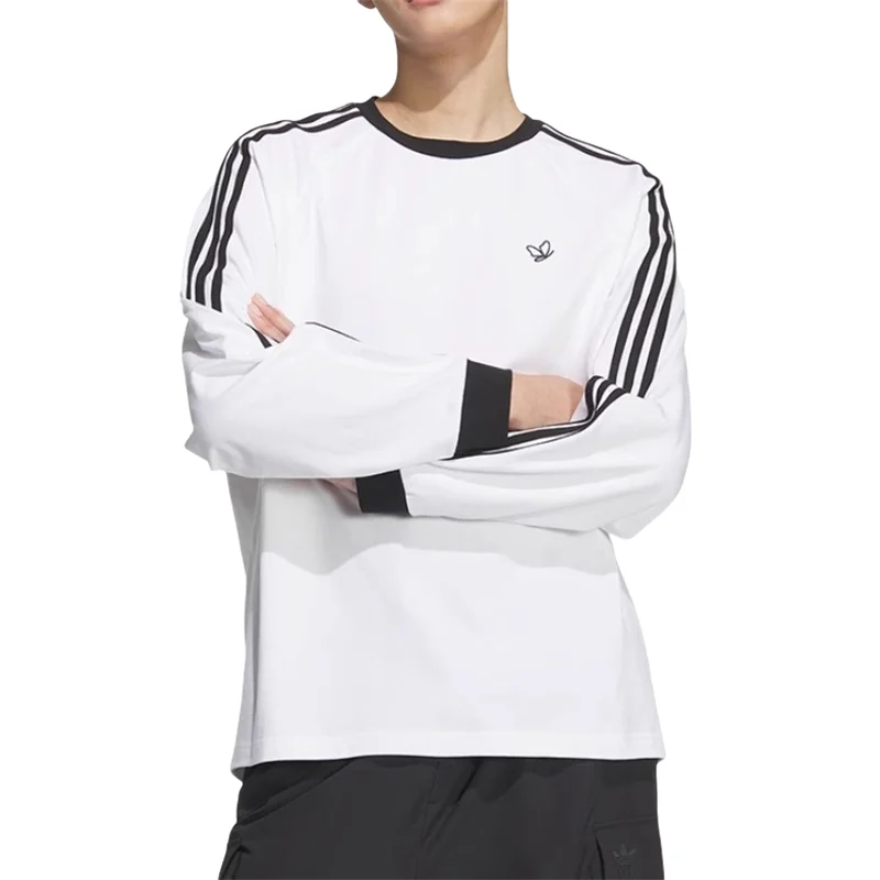 

Adidas Originals 2024, спортивная одежда с длинными рукавами, мужской белый пуловер с тремя полосками и цветными блоками, пуловер с рукавами XS-XL JG1512