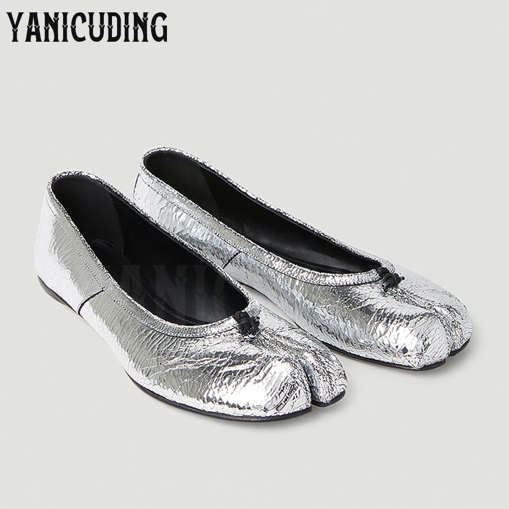 

Silver Sequin Tabi Ballerinas Luxury Style Slip on Flats Bling Bling Comfortable Fashion Designer Style Dance Shoes for Women