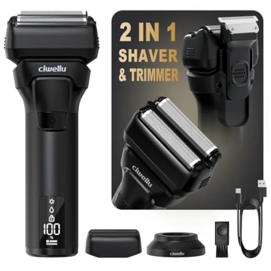 

Foil Shaver for Men with Pop-Up Trimmer, 9000 RPM Electric Razor for Men's Face Close Shave, Cordless Wet/Dry Shaver for Sensit
