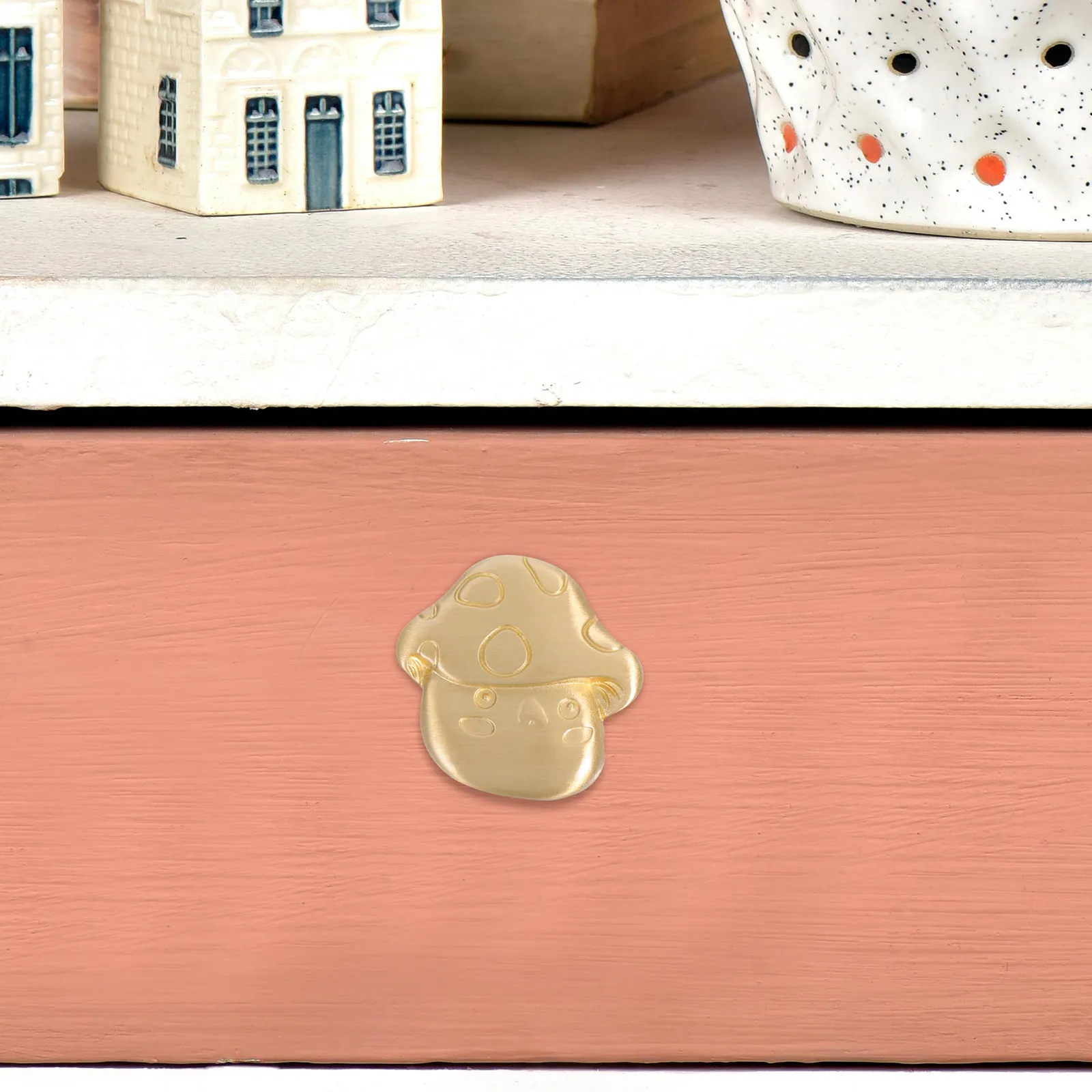Brass Mushroom Drawer Pulls Vintage French Retro Style Single Hole Decorative Handles for 's Room Study Bedroom Dresser