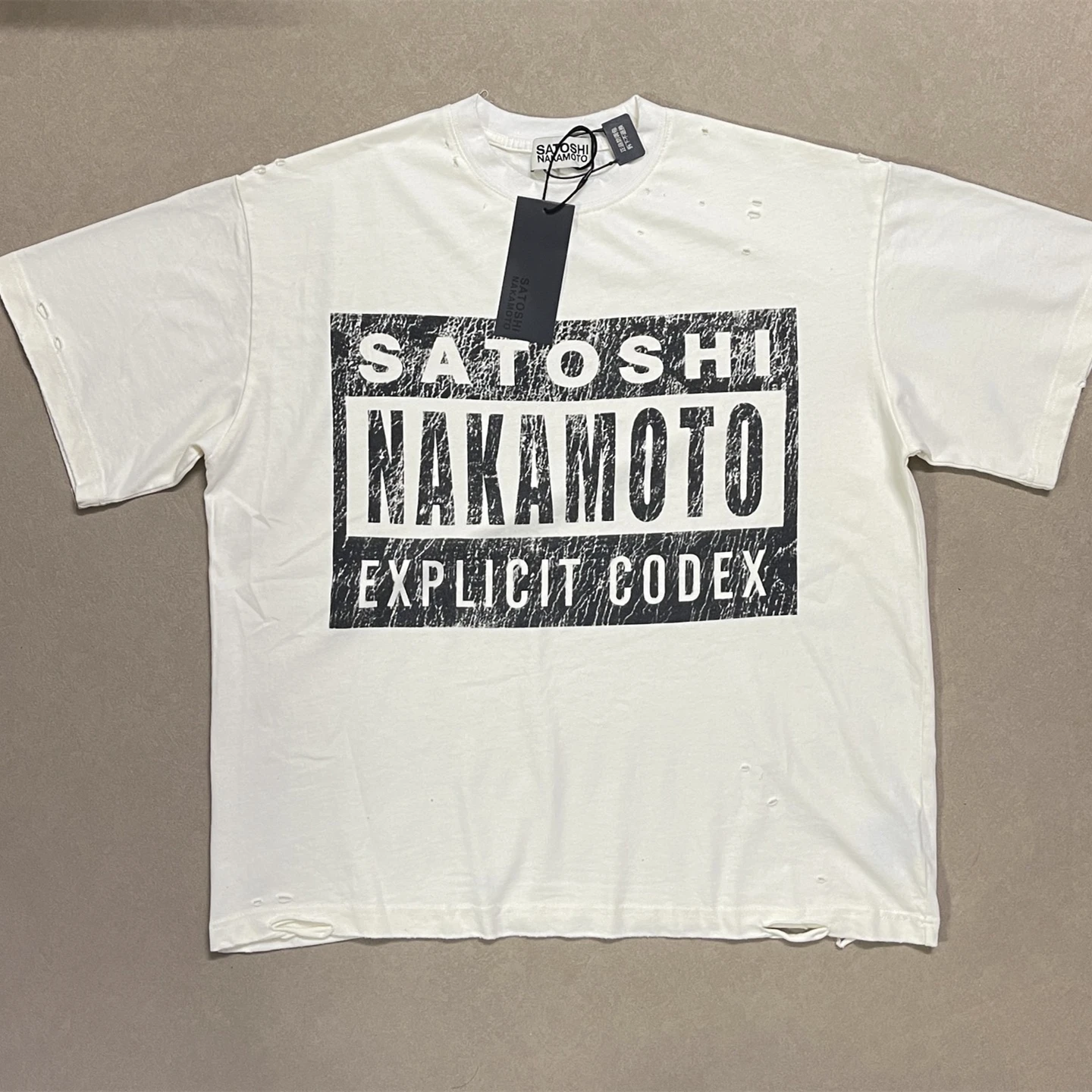 Apricot Color Satoshi Nakamoto Hole T Shirt Men Women Tee Tops T-Shirt
