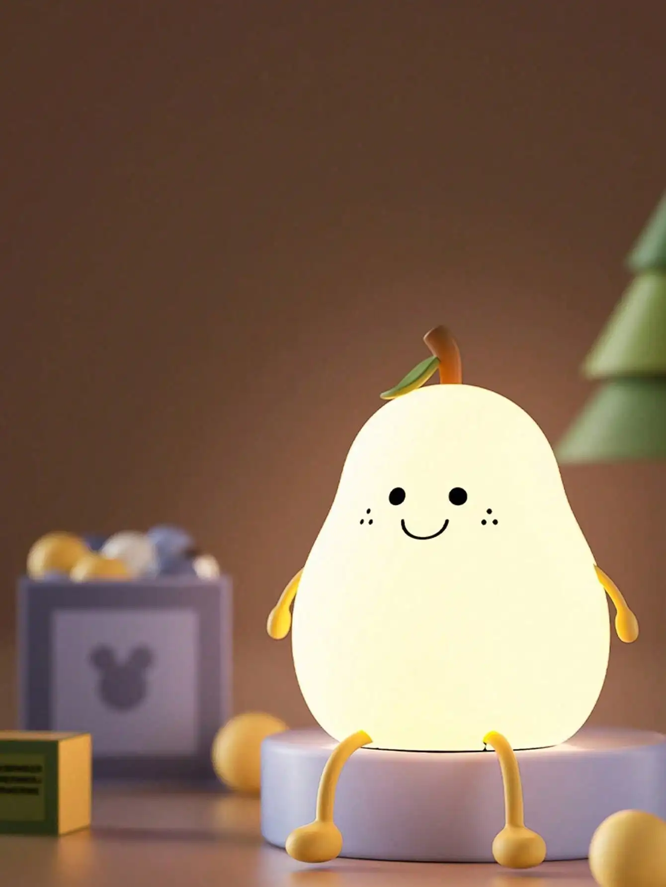 Pear-Shaped LED Night Light | Touch Dimmable | USB Rechargeable | Multi-Color Gift Light