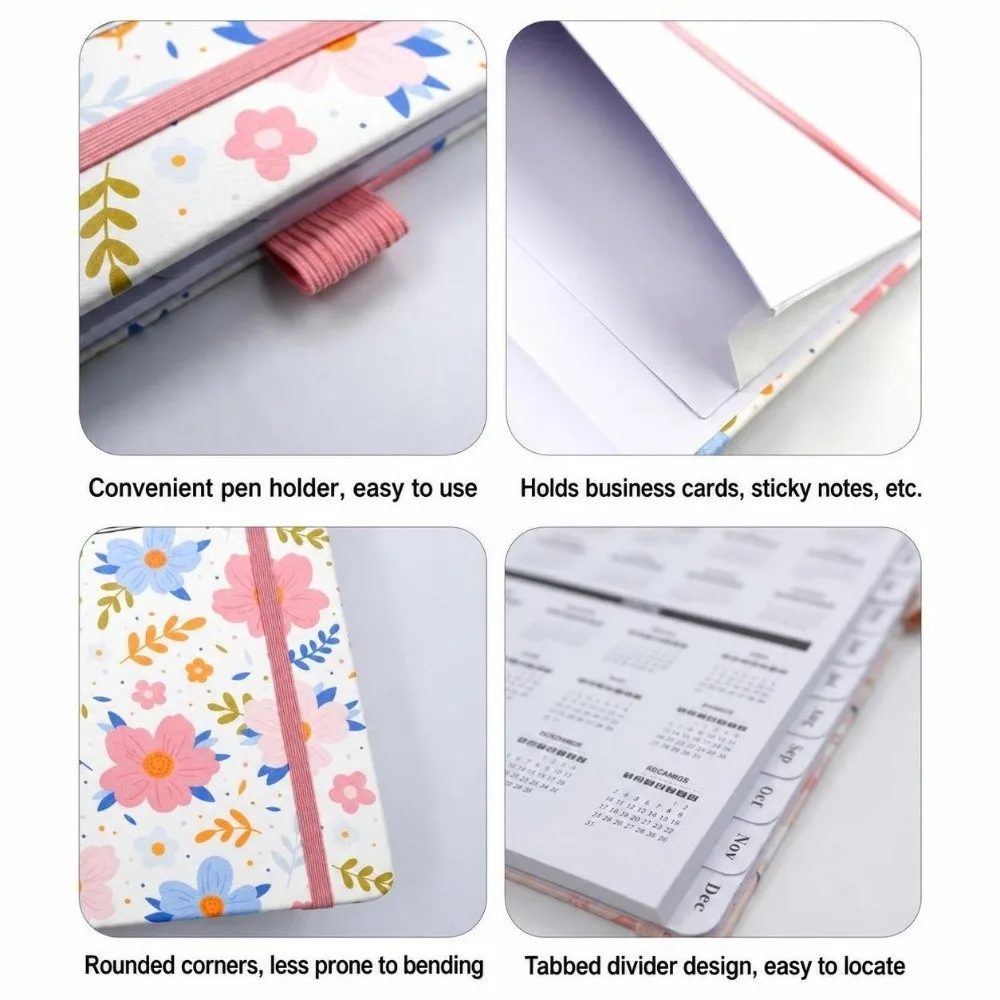 Weekly & Monthly 2027 Planner From Jan-Dec PU Leather Cover A5 Diary Holiday Reminders Side Monthly Step Tabs Yearly Planner