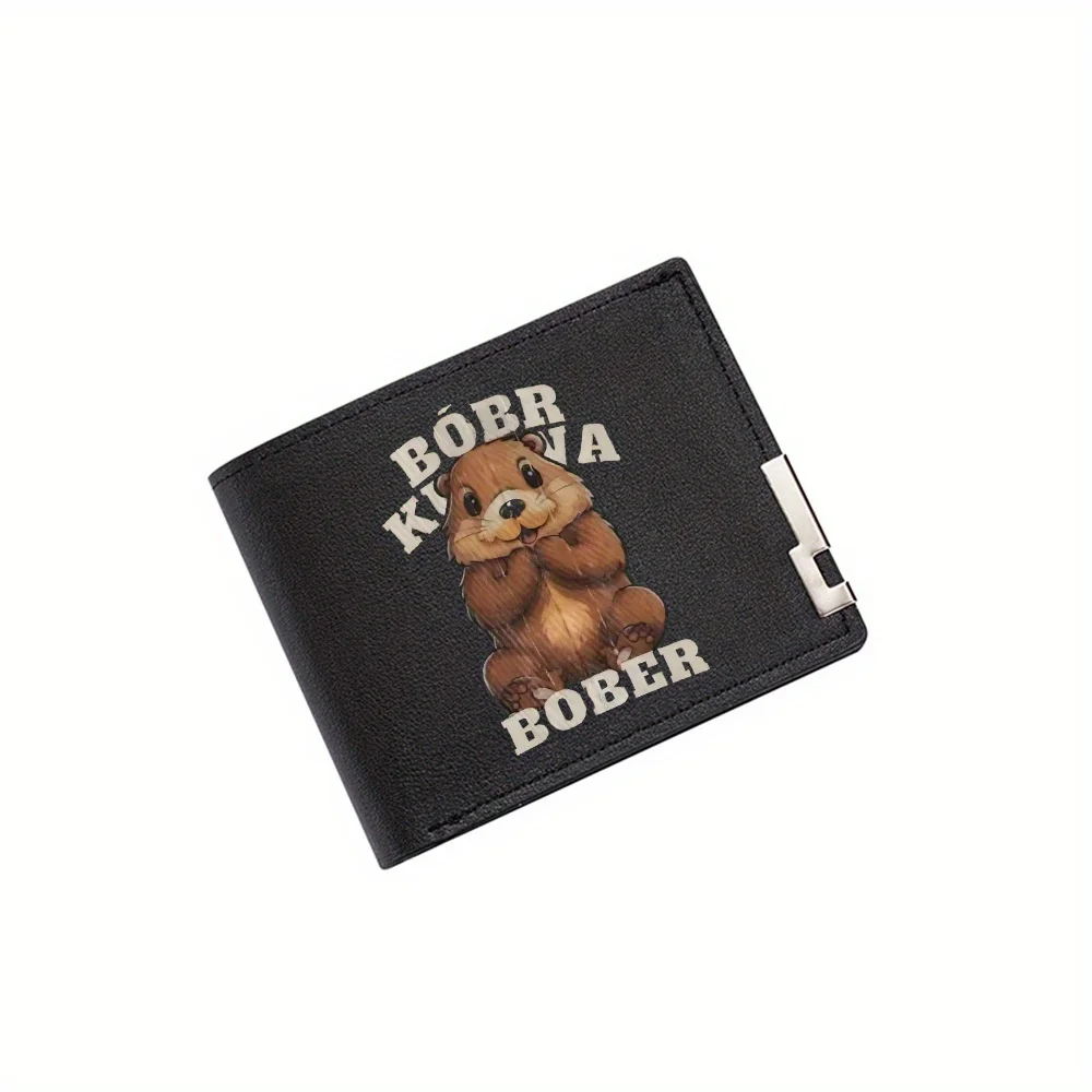 Cute animal mascot smiling hands up Men's Wallet Printing Design Simple Modern Stylish Business Father's Boyfriend's Christmas L