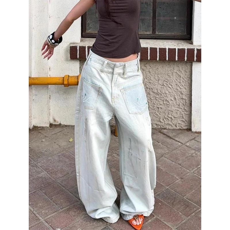 

Light Blue Y2k Baggy Jeans Women Japanese 2000s Style Jean Pants Vintage Harajuku Oversize Bent Knife Denim Trousers Clothes