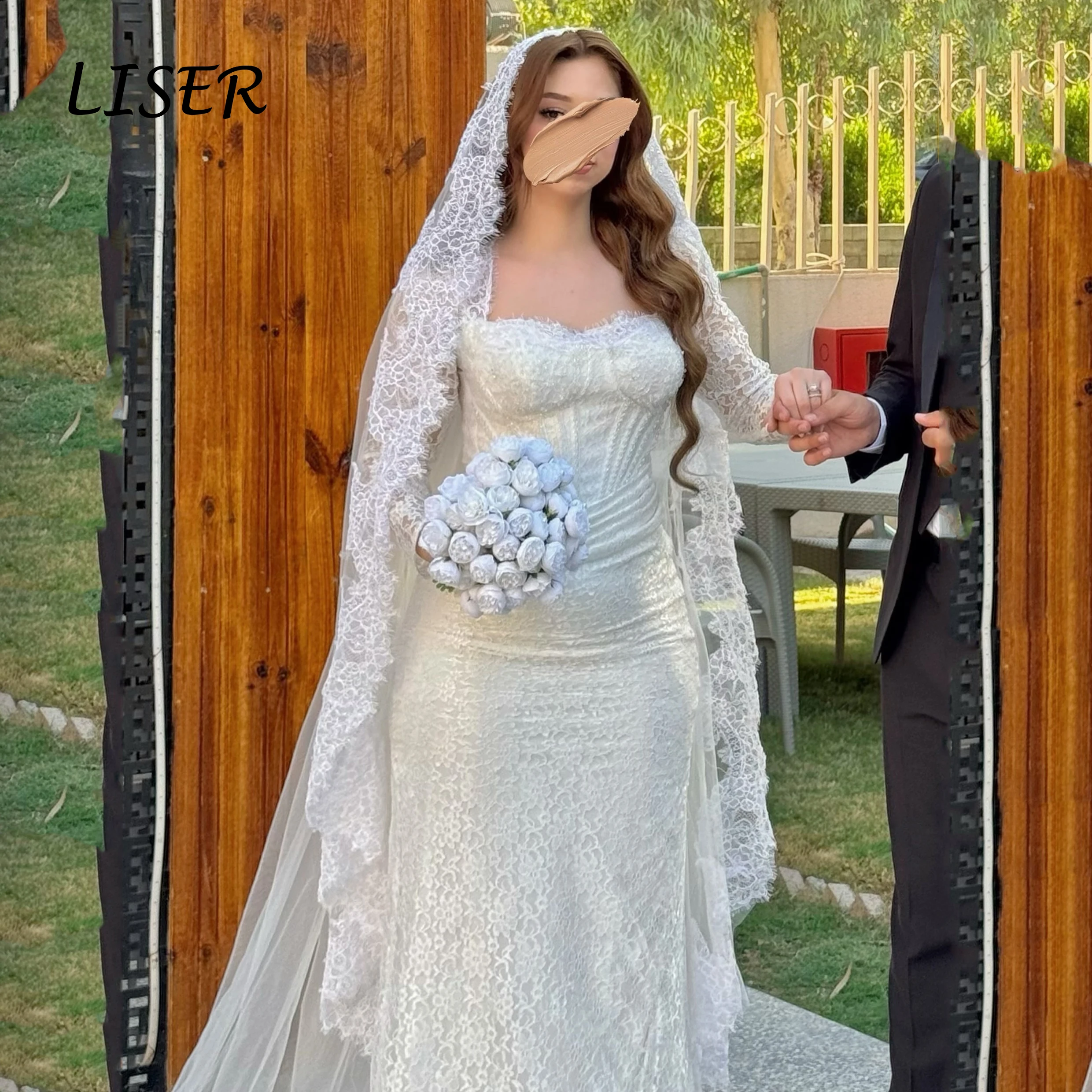 Liser Modern Ivory Bridal Wedding Dress Maxi Straight Vestido De Noiva Lace Sweetheart Long 2027 Robe De Mariée Customized