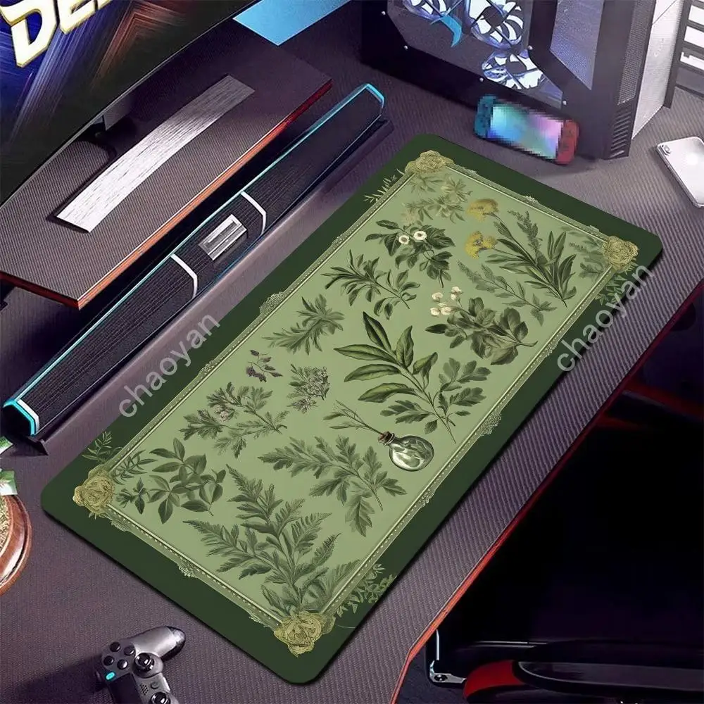 

Retro green floral design mouse pad rubber anti slip computer desktoppad thick keyboard PC accessories wear-resistant desk pads