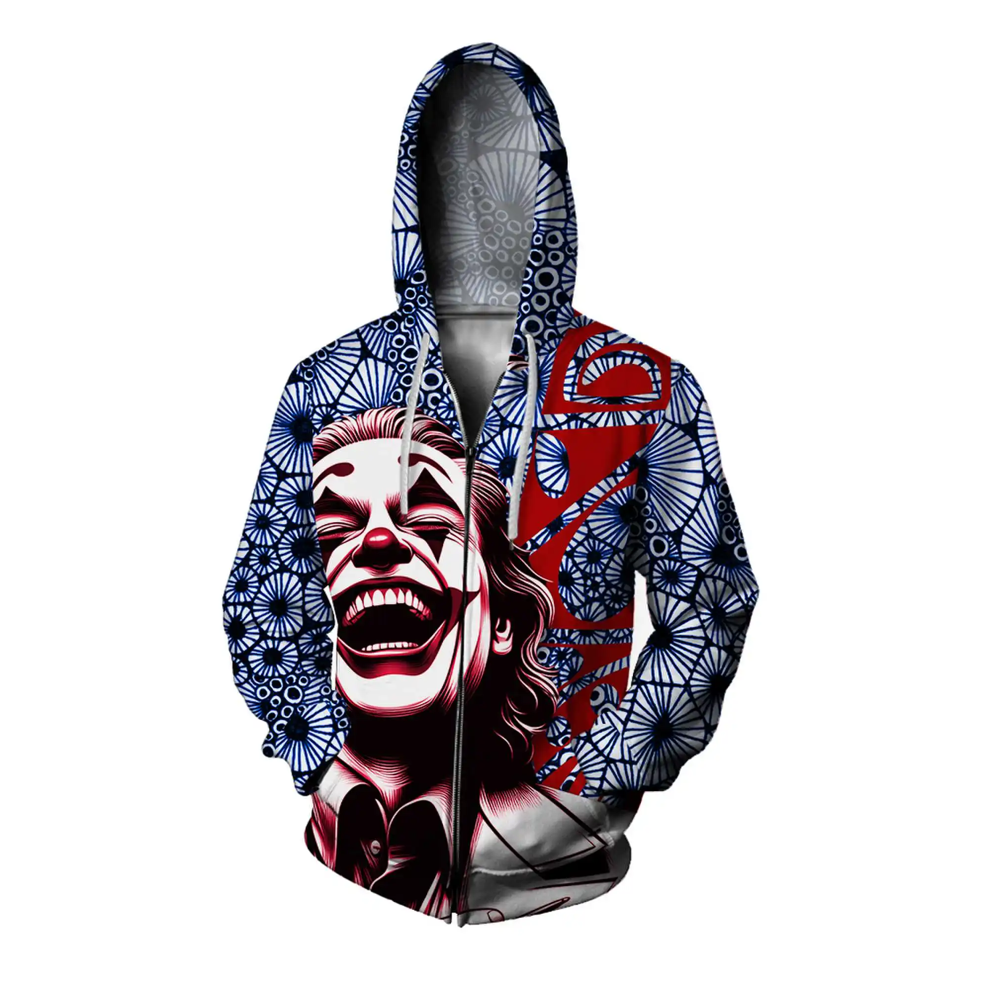 Joker Men's Zipper Hoodie Autumn Men's Jacket Fashion Oversized Men's Hoodie 3D Skull Printed Casual Tops New Men's Clothing