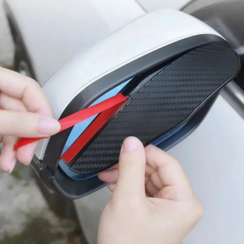 2/4pcs Carbon Fiber Car Rearview Mirror Rain Eyebrow Sun Visor Shade Cover Protector - Clear Vision Rain Car Mirror Accessory
