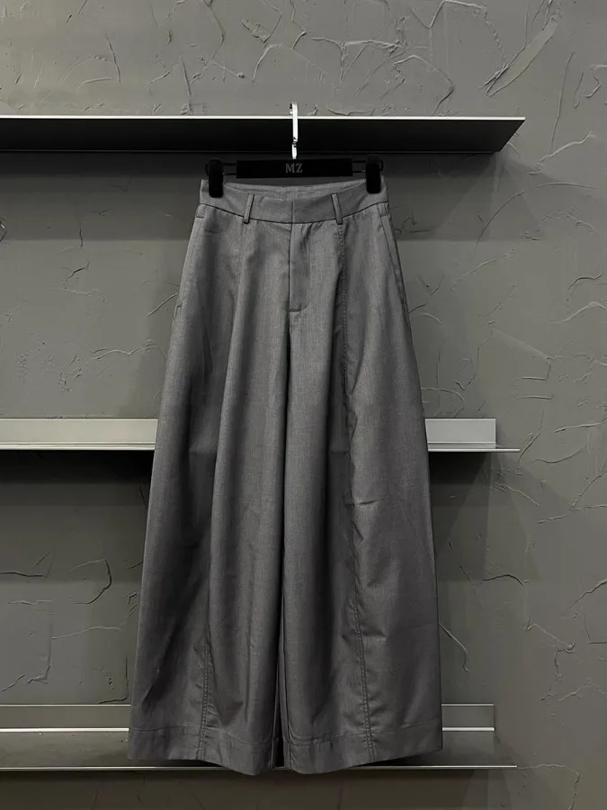 Slimming High Waist Casual Loose Wide Leg Straight Pants Versatile Autumn New Arrival Brand Ladies Retro Cotton Polyester Blend