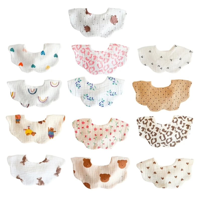 M76C Baby Bibs Printed Drooling Bibs for Infant 0-24M Baby Teething Bib Saliva Towel Thick Layer Burp Cloth Child Feeding Bib