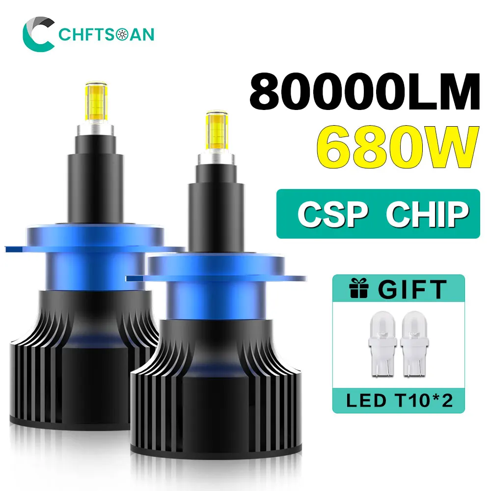 

Chftsoan LED 360° Headlight Bulb 680W 80000LM Car Headlight H1 H7 H11 9005 9006 Canbus Headlamp 6000K Auto Fog Light 10-32V