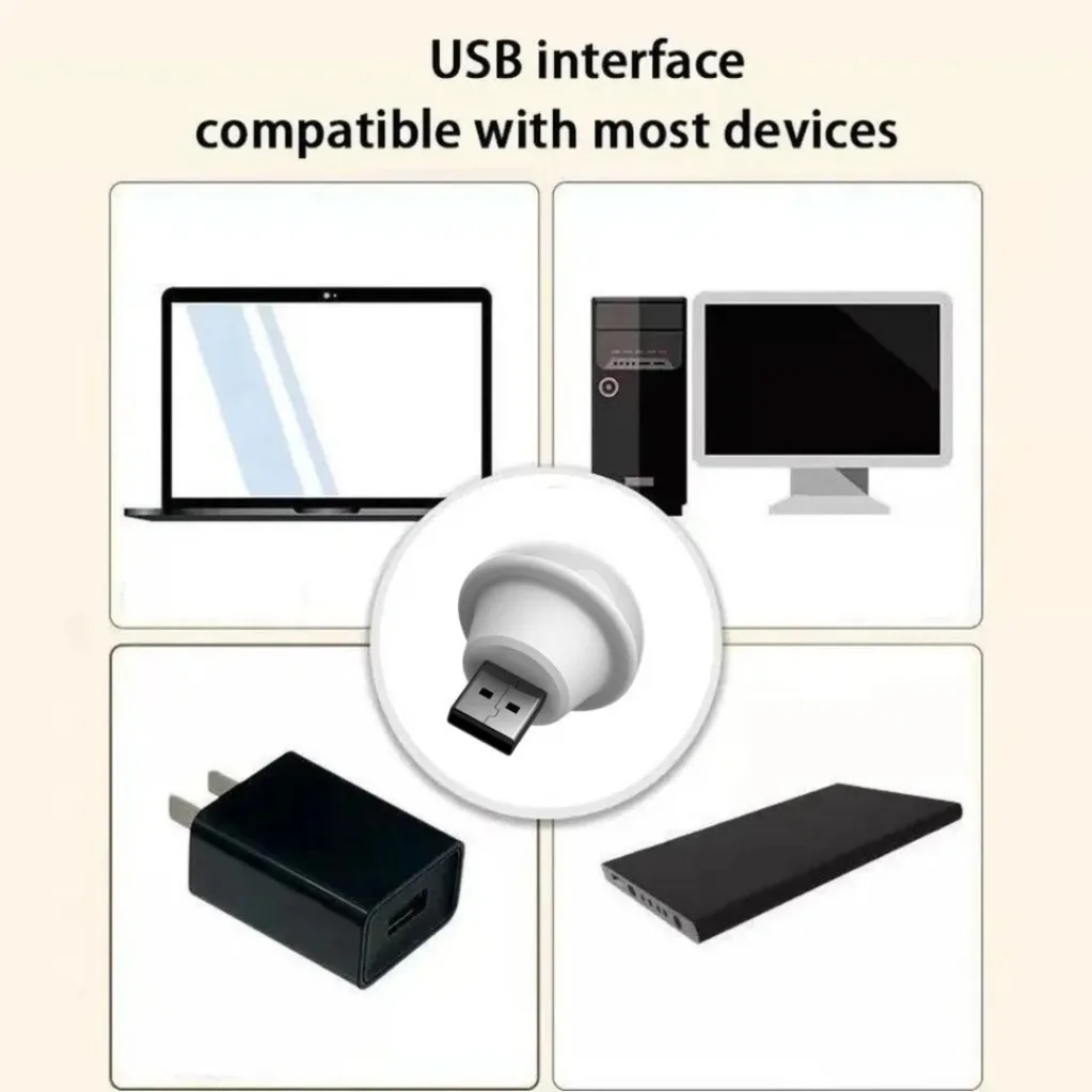 USB 야간 조명 USB 책 조명, USB 플러그 램프, 미니 LED 야간 조명, 보조배터리 충전 소형 원형 독서 눈 보호 램프